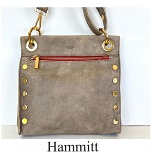 Hammitt Gray Crossbody Bag with Gold and Red Details